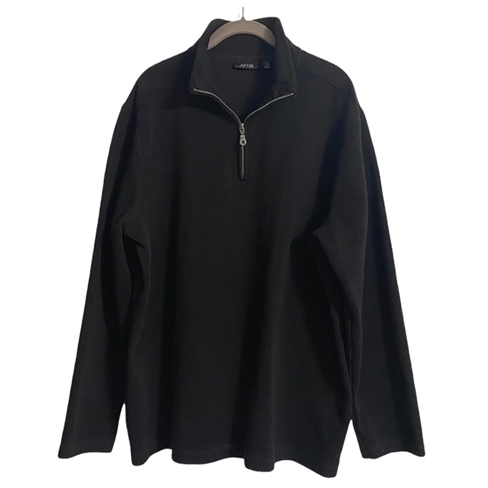 Apt. 9 Black Quarter Zip Pullover Knit Shirt Men Size XXL